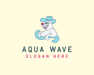 Cowboy Polar Bear Wave logo design