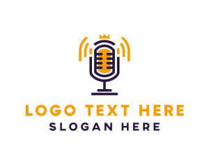 Line  Art - Microphone Audio  Podcast logo design
