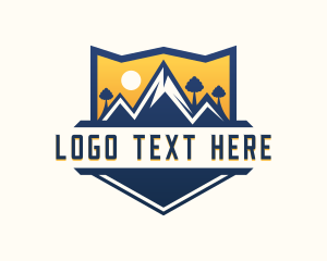 Peak - Mountain Shield Sunset Adventure logo design