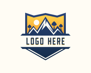 Hills - Mountain Shield Sunset Adventure logo design