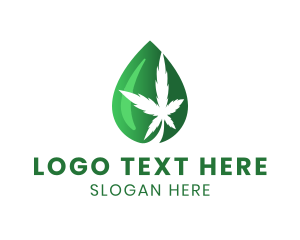 Plant - Green Cannabis Droplet logo design