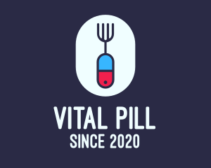 Pill - Medicinal Pill Fork logo design