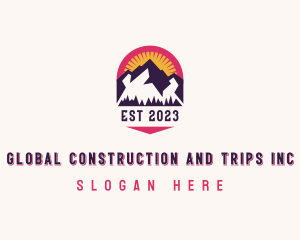 Trekking Tourist Mountaineer Logo