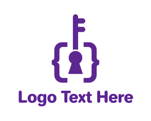 Key - Violet Bracket Keyhole logo design