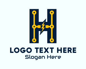 Communication - Electric Circuit Letter H logo design