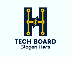 Motherboard - Electric Circuit Letter H logo design