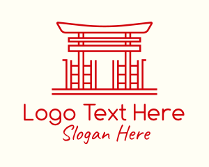 Accommodaton - Japanese Shrine Landmark logo design