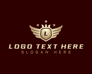 Shield - Crown Wings Crest logo design