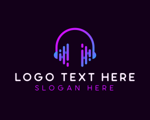 Streaming Platform - Sound Headphones DJ logo design