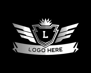 Shield Crown Wings logo design