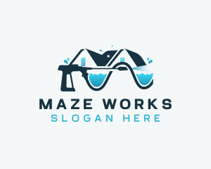 Pressure Washer Cleaning logo design