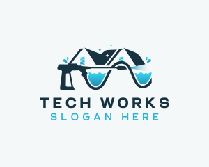 Pressure Washer Cleaning logo design