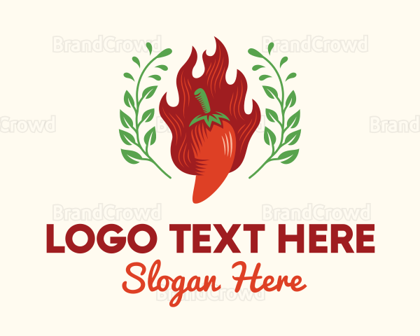 Flaming Chili Pepper Herb Logo