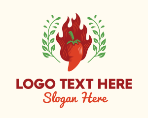 Flavor - Flaming Chili Pepper Herb logo design