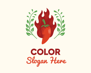 Flaming Chili Pepper Herb Logo