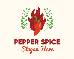 Pepper - Flaming Chili Pepper Herb logo design