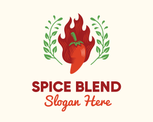 Seasoning - Flaming Chili Pepper Herb logo design