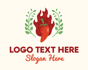 Food Blog - Flaming Chili Pepper Herb logo design