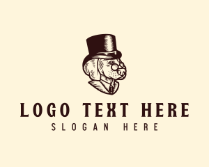 Vintage - Vintage Top Hat Dog logo design