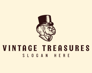 Vintage Top Hat Dog logo design