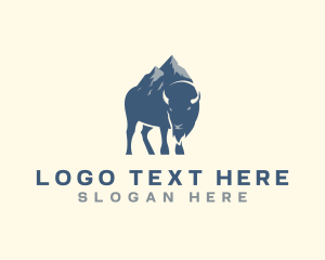 Horn - Mountain Buffalo Bison logo design