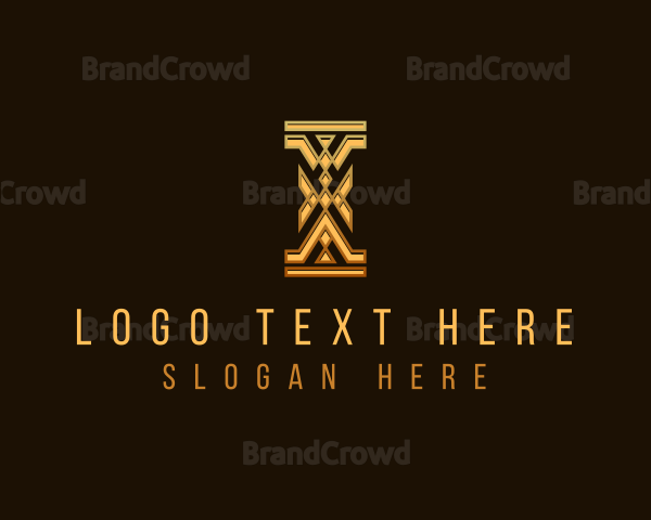 Gold Pillar Letter I Logo
