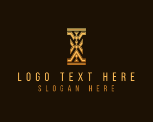 Pillar - Gold Pillar Letter I logo design