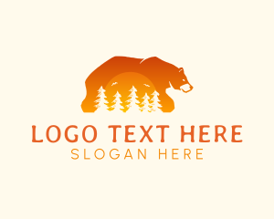 Grizzly - Bear Forest Sunset logo design