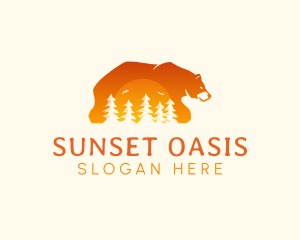 Bear Forest Sunset logo design