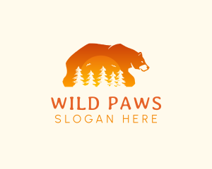 Bear Forest Sunset logo design