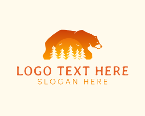 Forest - Bear Forest Sunset logo design