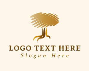 Botanical - Gold Abstract Scribble Tree logo design