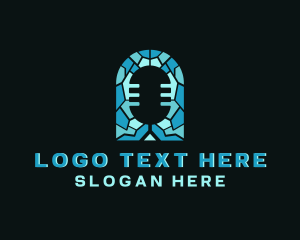 Singer - Microphone Talk Mosaic logo design