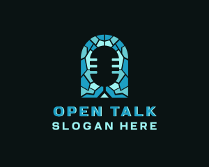 Microphone Talk Mosaic logo design