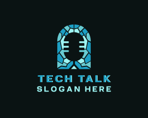 Microphone Talk Mosaic logo design