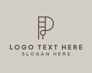 Letter P - Interior Design Ladder Architect logo design