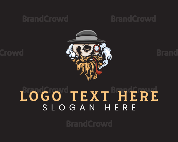 Hipster Skull Smoking Logo