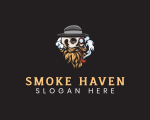 Smoke - Hipster Skull Smoking logo design