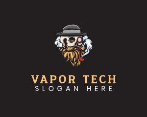 Vapor - Hipster Skull Smoking logo design