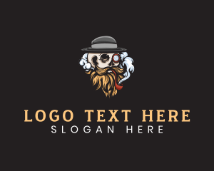 Streaming - Hipster Skull Smoking logo design