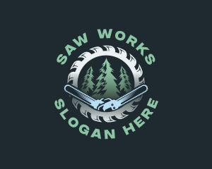 Lumberjack Chainsaw Woodcutter logo design