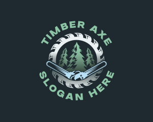 Woodcutter - Lumberjack Chainsaw Woodcutter logo design