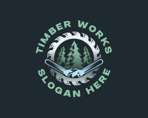 Lumberjack Chainsaw Woodcutter logo design