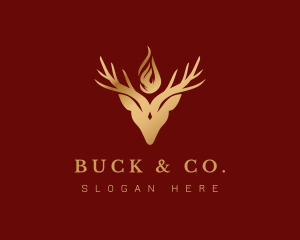 Gold Deer Animal logo design