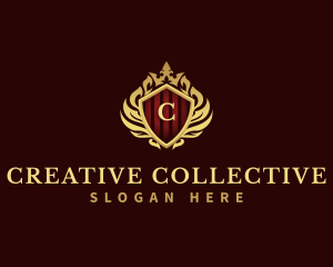 Decorative Crown Shield logo design