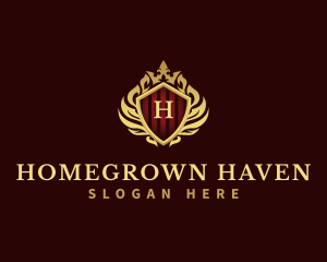 Decorative Crown Shield logo design