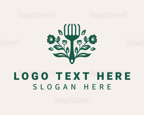 Flower Gardening Rake Logo