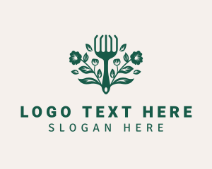 Hedge Shears - Flower Gardening Rake logo design