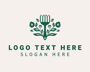 Grass - Flower Gardening Rake logo design