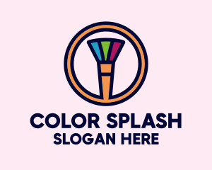 Colorful Makeup Brush logo design